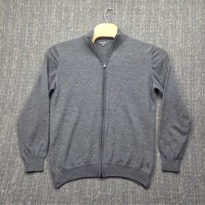 Lorenzo Magni Made in Italy Mens Sweater XL Grey 100% Wool Full Zip Cardigan